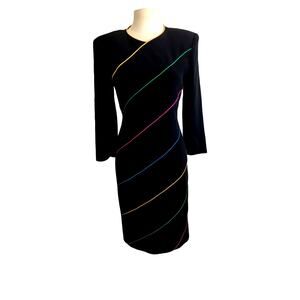 Vintage 80s Nipon Boutique black Rainbow dress Size us 4